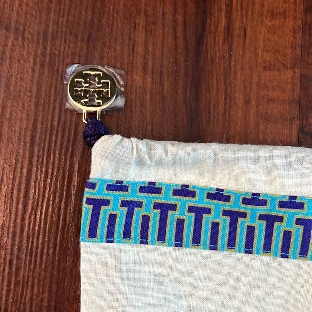 TWO Tory Burch dust bags 15” x 12” with Blue and Cream Accents